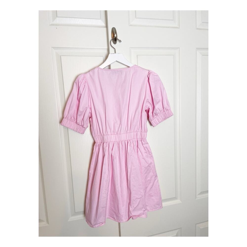 MINKPINK Lora Pink Empire Waist Mini Dress Puff Sleeve Cotton Sz M - Picture 6 of 11